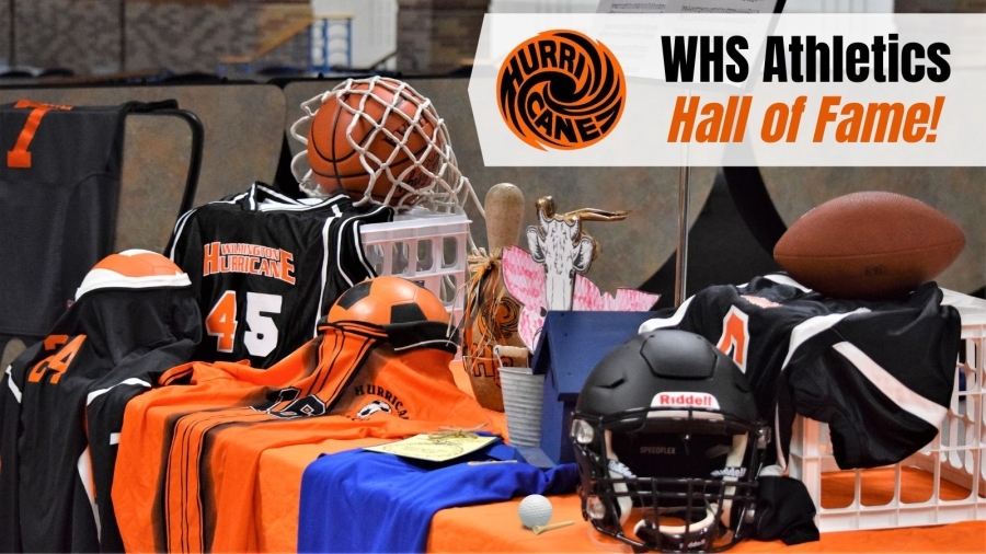 WHS Athletics Hall of Fame table with souvenirs 